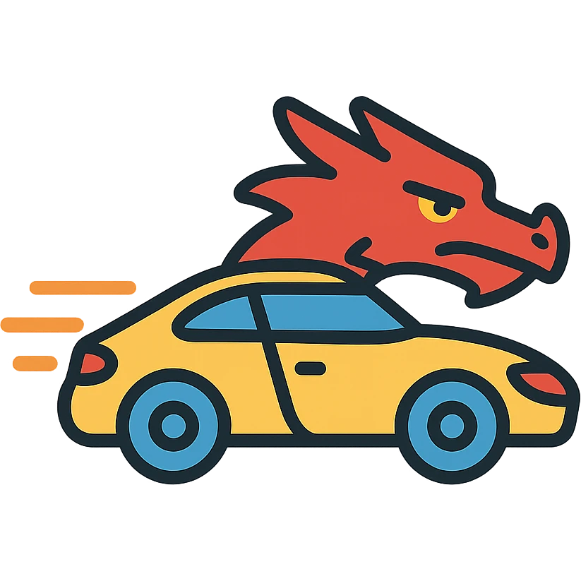 colored icon of a swift car with dragon-like features emoji