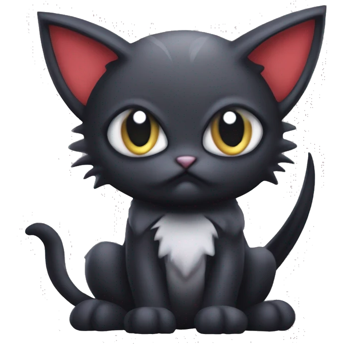 Cute edgy cool kawaii vampiric dark cat-vernid-Fakémon-Digimon with bat-wings as ears emoji