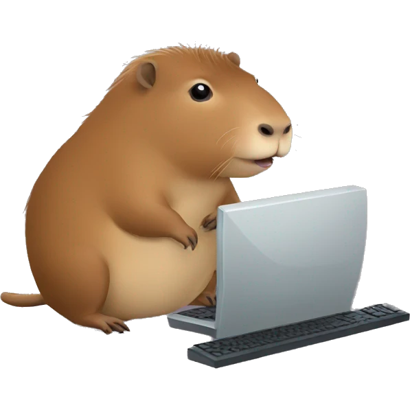 Capybara with computer emoji