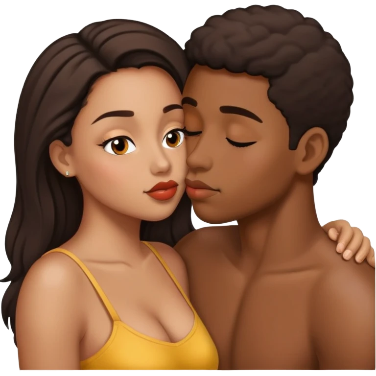 Black boy kissing Latina girl emoji