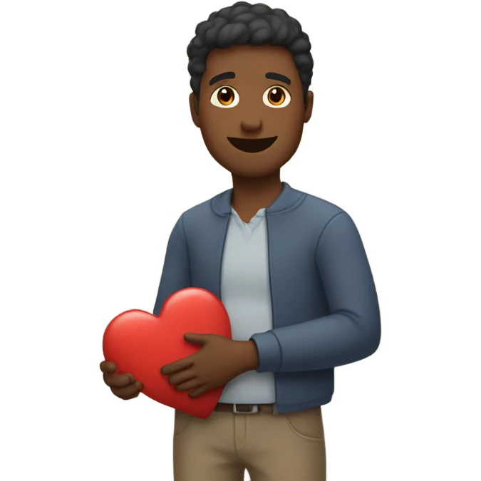 Father holds his  big heart in his arm emoji