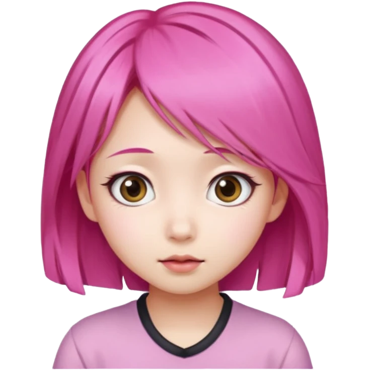 emoji An Asian girl with  pink hair, big eyes,sweet
 emoji