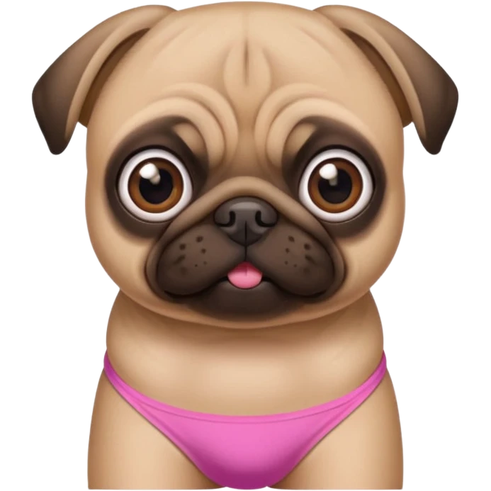 Pug com os olhos grandes com biquíni Rosa emoji