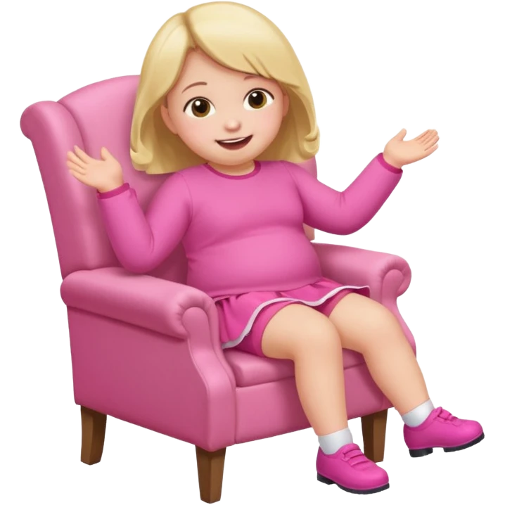 Little Girl falling off of a chair while standing up on it she is fat but not too fat and is wearing pink clothes emoji