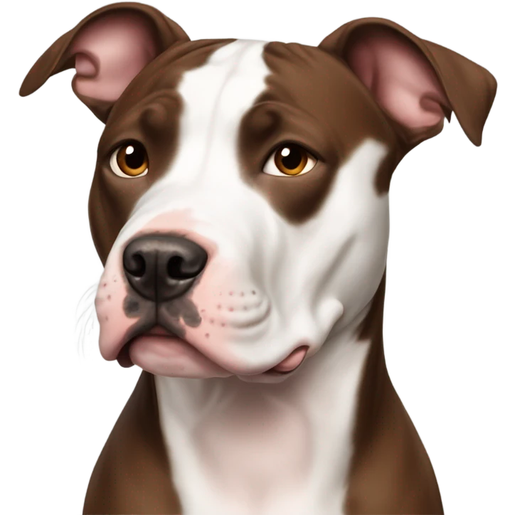 White and dark brown reddish markings pitbull cropped ears emoji