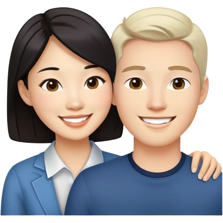 Beautiful Asian woman and handsome white guy sexy pose sfw emoji