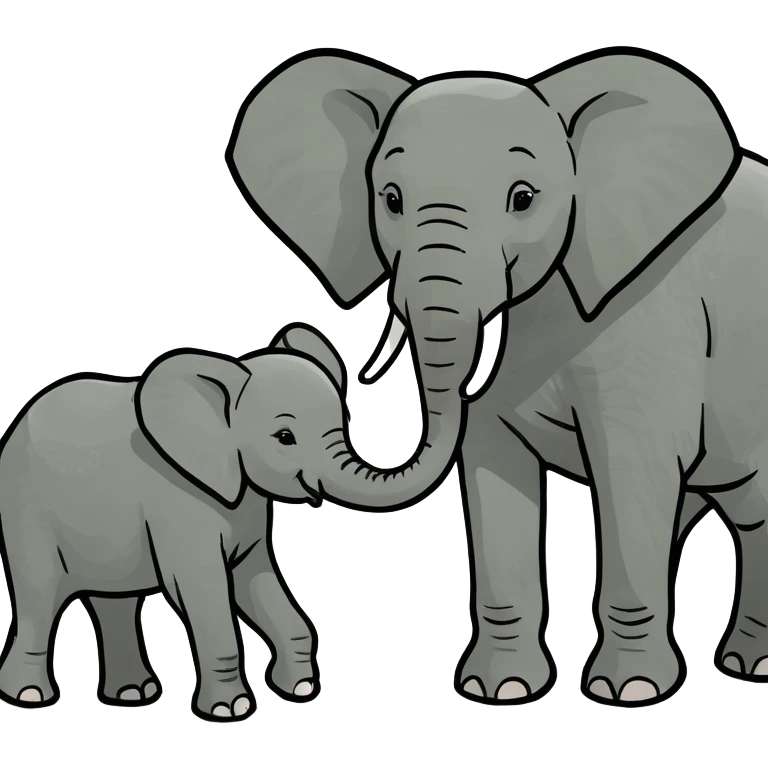 Grey baby elephants with mother elephant  emoji
