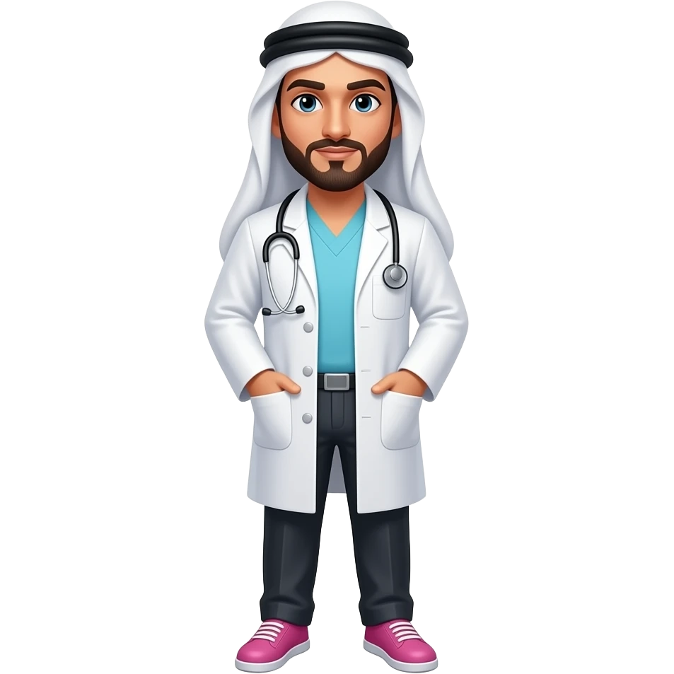 Sexy Arab man in Dr's uniform pink shoes emoji