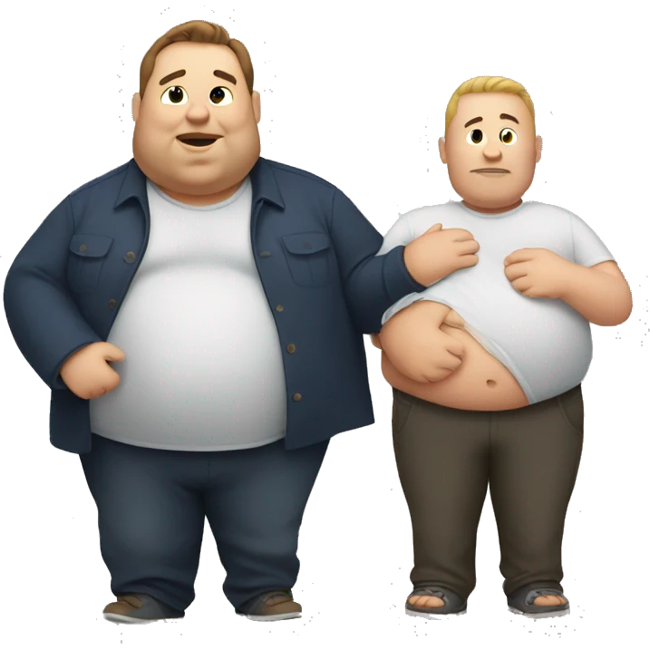 fat guy holding a guy emoji
