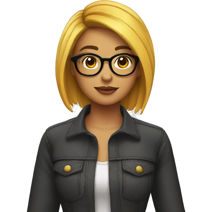 Chica cabello corto hasta los hombros y lentes  emoji