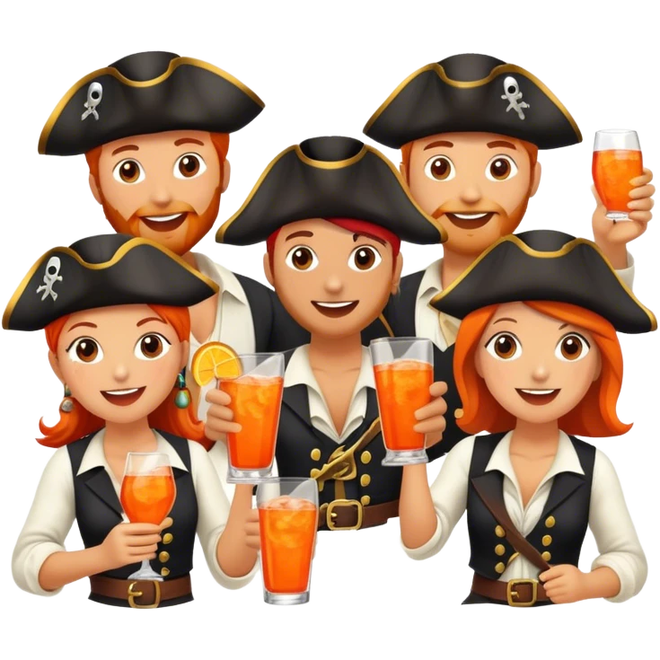 hands cheering aperol spritz, pirate emoji