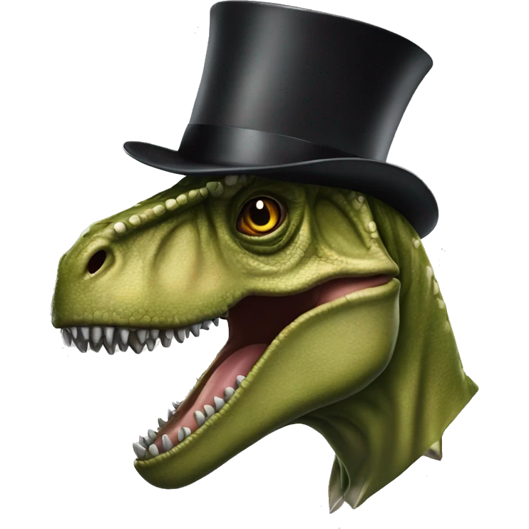 T-rex Wirth a top hat emoji