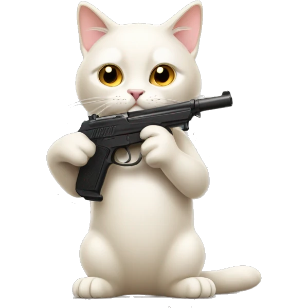 Beige white Cat with toy gun emoji