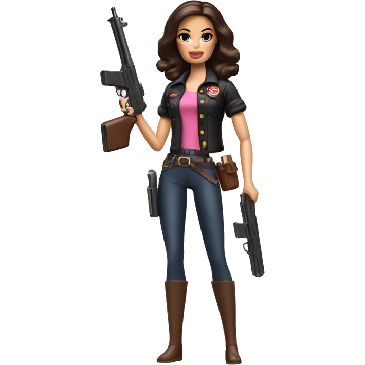 Brunette Barbie holding a toy gun emoji