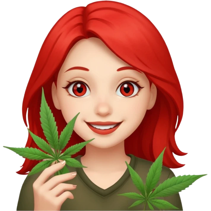 Girl happy smelling marijuana  emoji