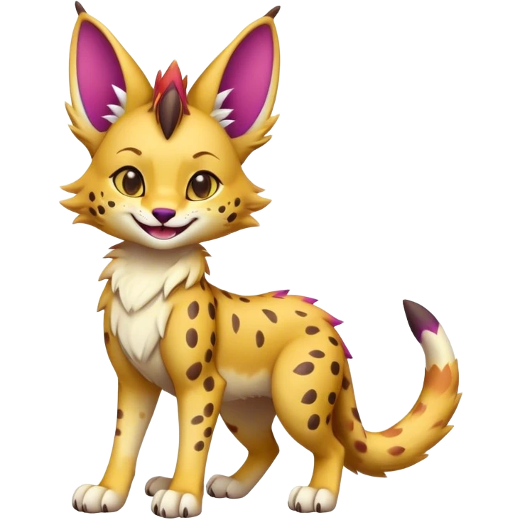 Cute Kawaii Epic Colorful Sergal-Serval-Vernid full body emoji
