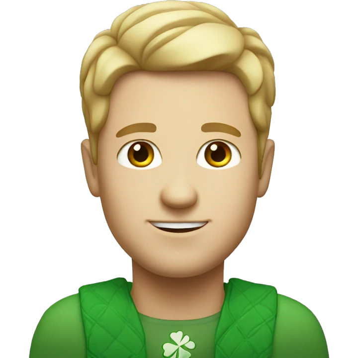 white man with four leaf clover emoji