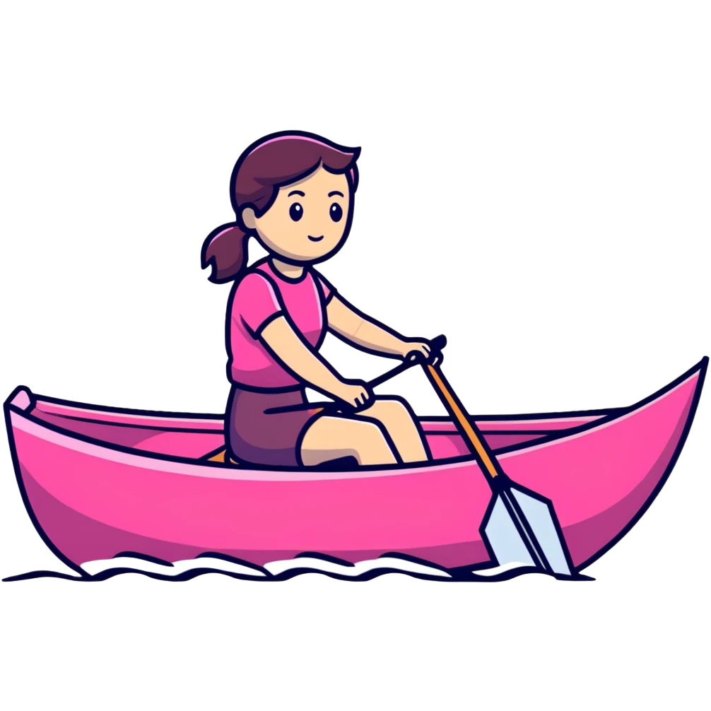 woman rowing a pink boat emoji