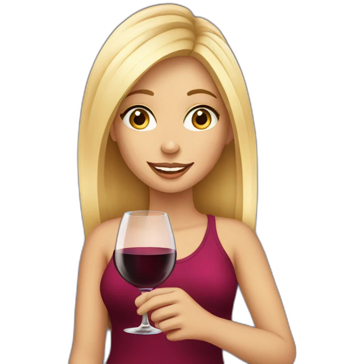 Blond beautiful girl with a glass of wine emoji