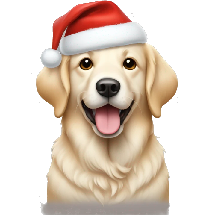 English cream retriever with Christmas hat emoji