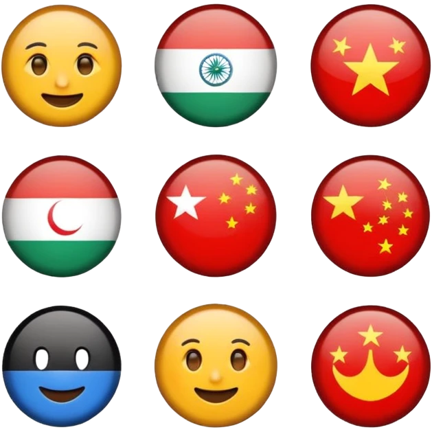 emoji logo for smart inventory app, icons representing UAE, India, China, tech feel, no text emoji