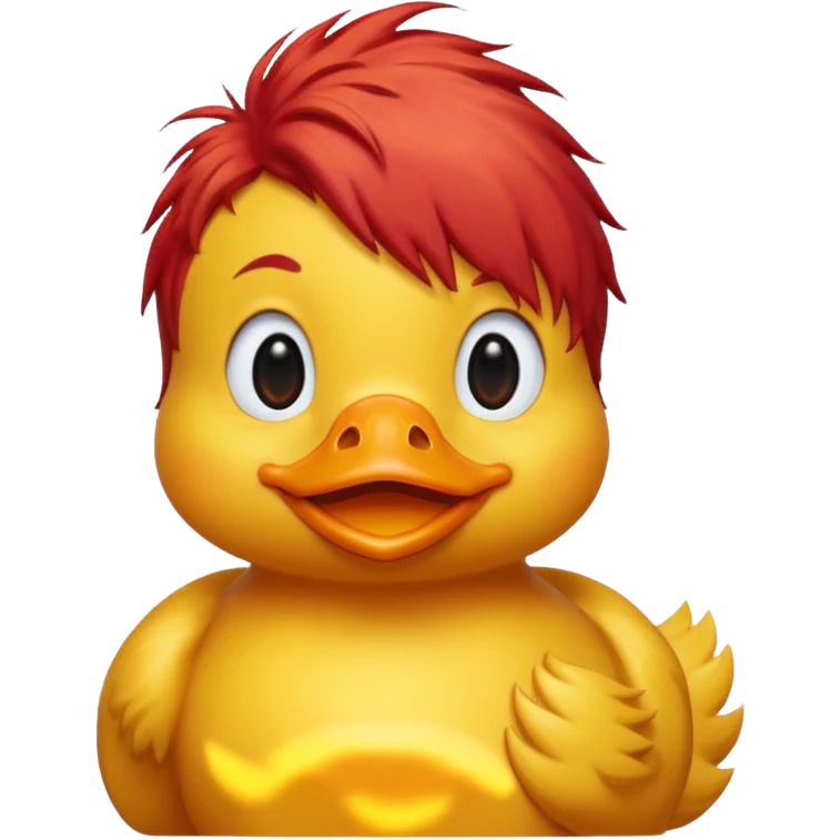 A yellow duck with red hair. emoji