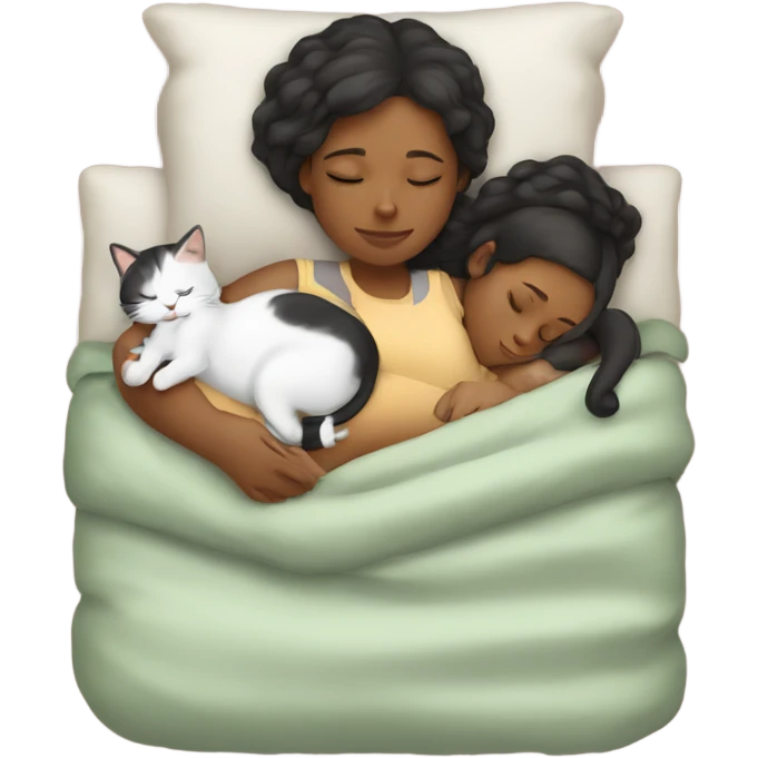 girl sleeping with two cats  emoji
