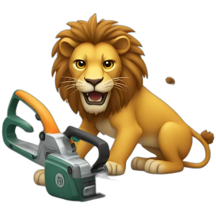 lion with a chainsaw emoji