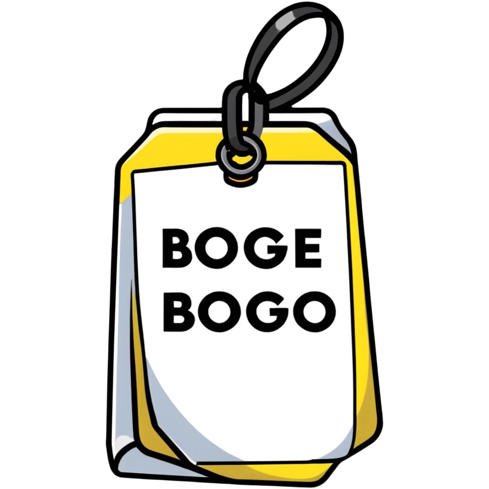 Buy One Get One Free sale tag, BOGO special offer emoji