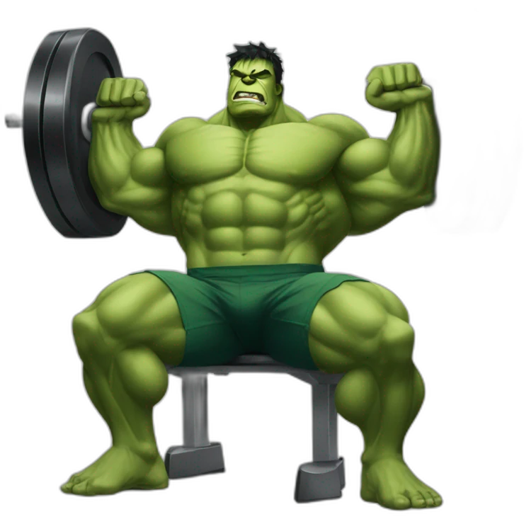 Hulk bench pressing emoji