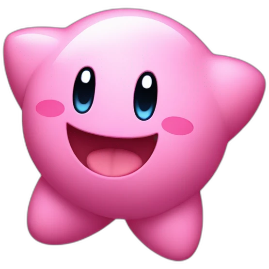 cute happy Kirby jumping on a star emoji