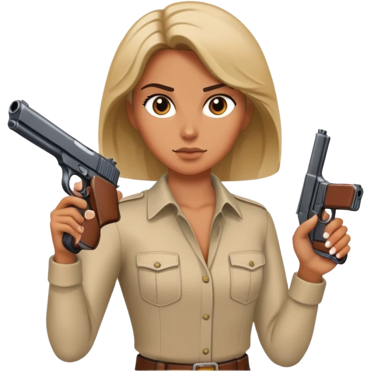 Woman is holding a gun at men emoji
