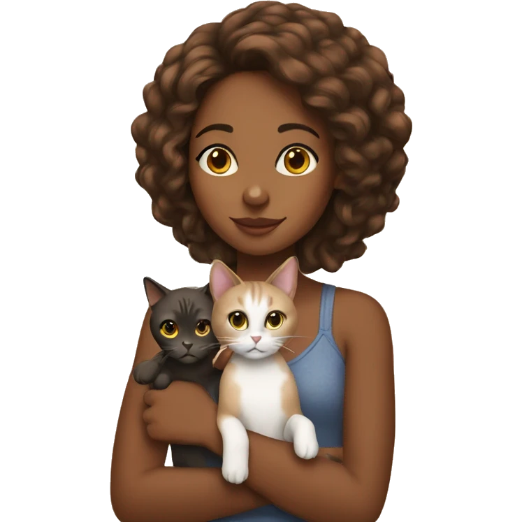 Brown girl with cat emoji