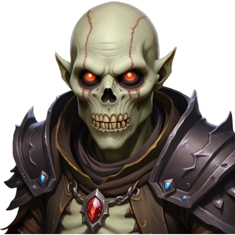 Cinematic Realistic WoW undead civilian Portrait, head tilted epicly and inquisitively, showcasing grim resilience and defiant strength. His withered, pallid skin and intense, glowing eyes contrast starkly with his worn, earth-toned clothes, rendered in meticulous detail. With dynamic, high-contrast lighting and high shine, this portrait exudes an epic aura, capturing the relentless will of a battle-hardened undead civilian. emoji