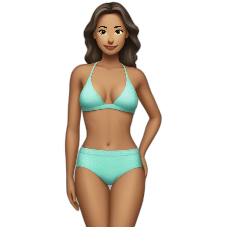 Slim-fit Caucasian woman bikini (beach body) bed emoji