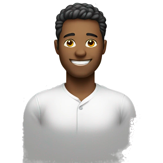 smiling male in white shirt real emoji