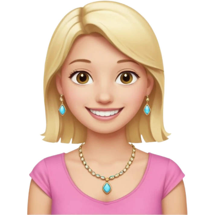phone selfie blonde jewelry girl pink top emoji