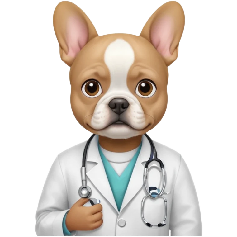 médico negro con bulldog francés blanco emoji