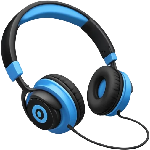 Black and blue and white headphones as seen from the side  emoji