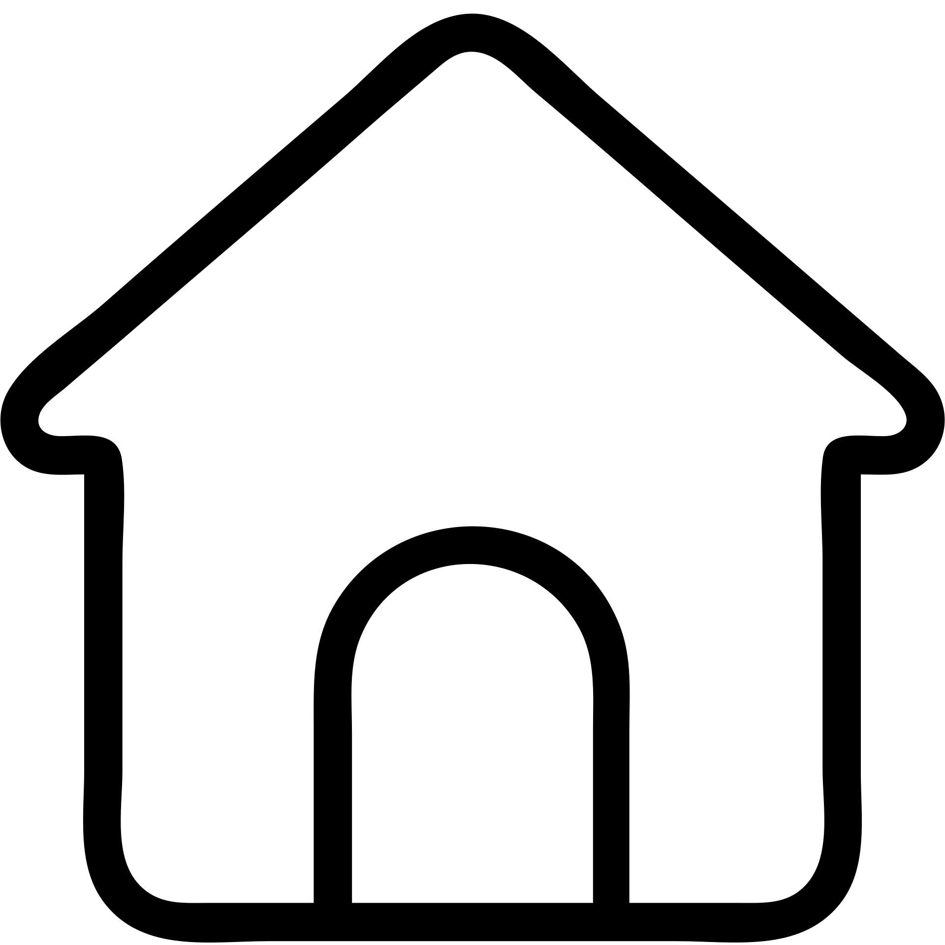 Create a simple home icon with a thin black outline, minimalistic design, and a small red accent dot. No text. Transparent background. emoji