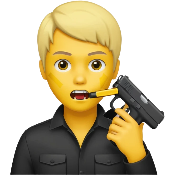 A yellow head that has a Glock in mouth emoji