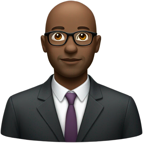 Black bald man with glasses professor emoji