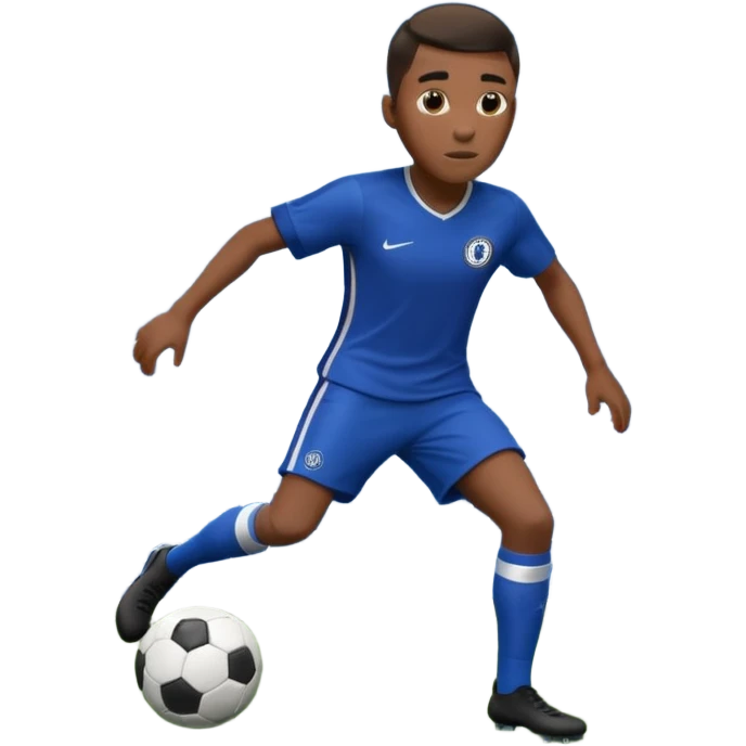 Black Chelsea FC Soccer player scoring a goal emoji