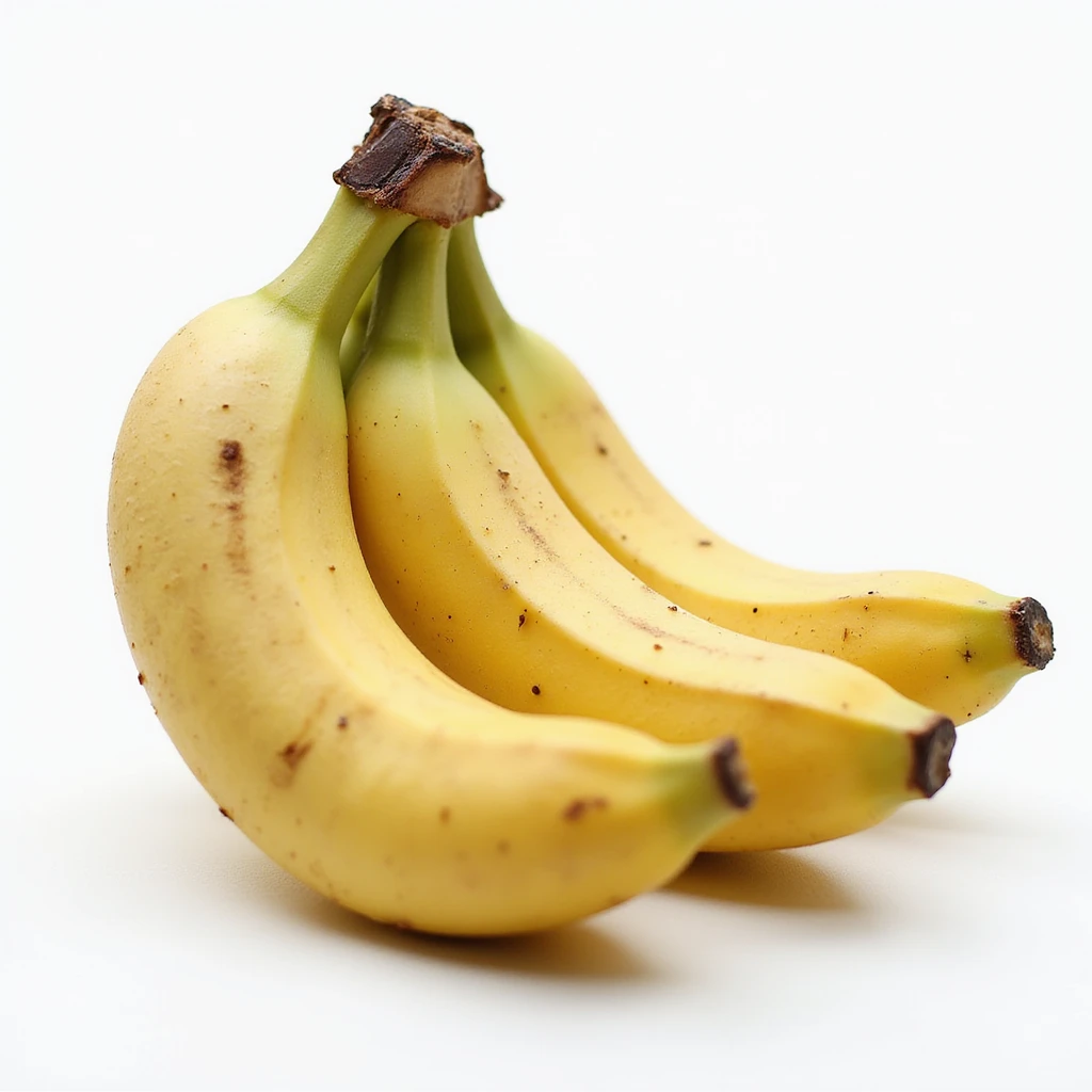realistic whole banana isolated on white background, natural details, front view emoji