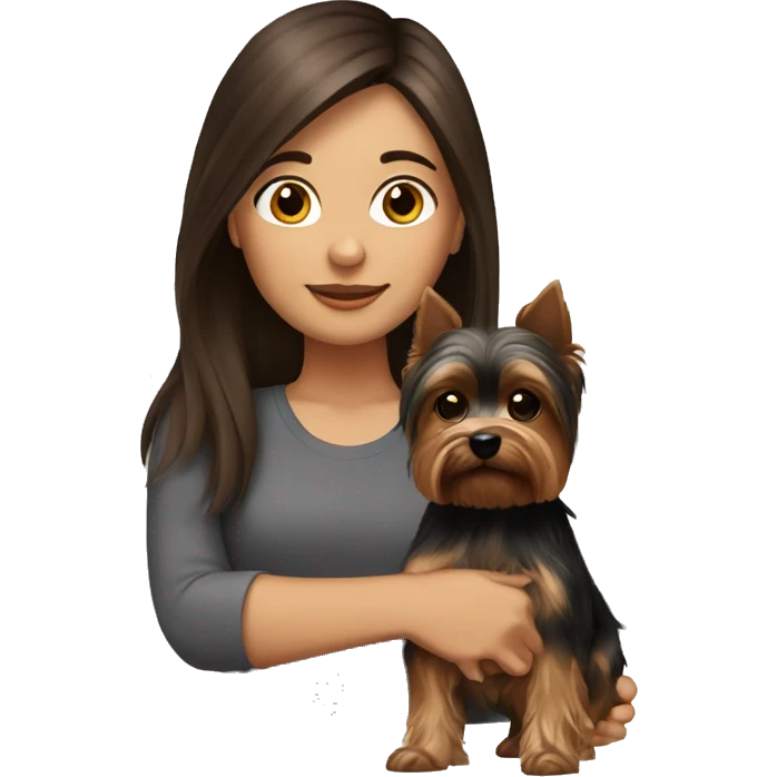 Brunette girl with a yorkshire terrier emoji