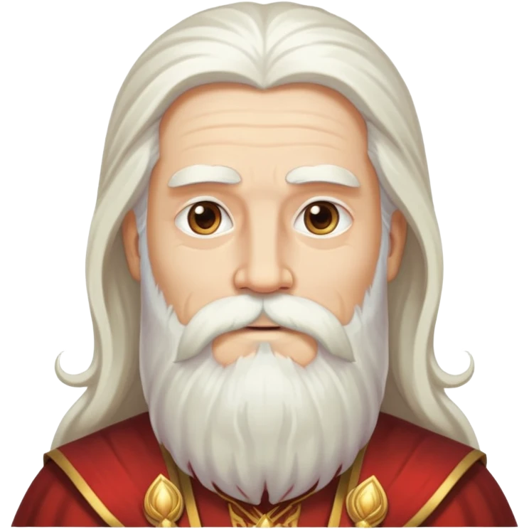 God, man with long white hair, beard and white mustache, wise looking, deity emoji