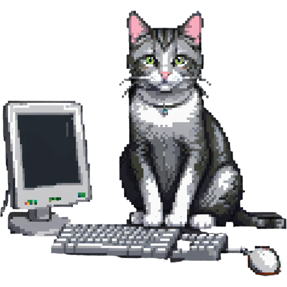 cat sitting at a computer emoji