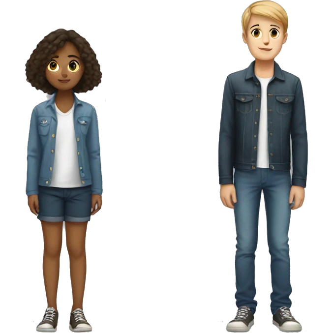 Long height boy looking at a short height girl emoji