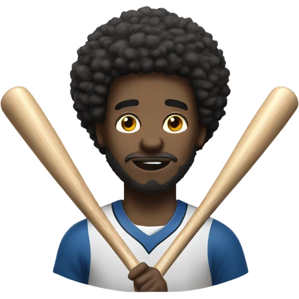 afro man with baseball bat. emoji