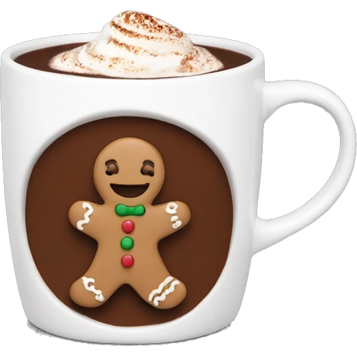 Boho hot chocolate mug with gingerbread man inside  emoji